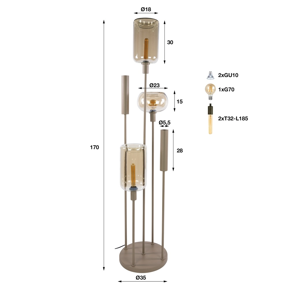 Lampadaire de conception Serene brun sable Lyora 8716803514768