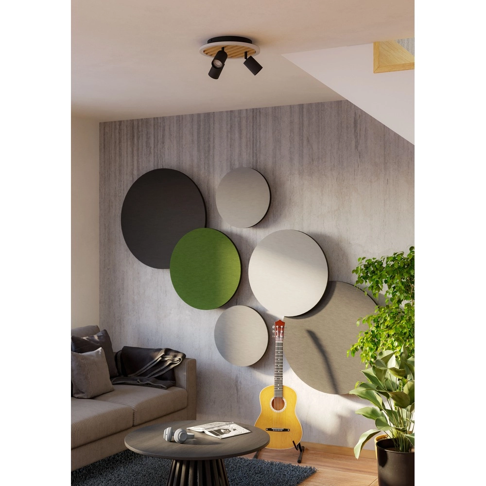 Lampe de plafond moderne Cembrano 3-noir clair avec bois Eglo 9008606388271