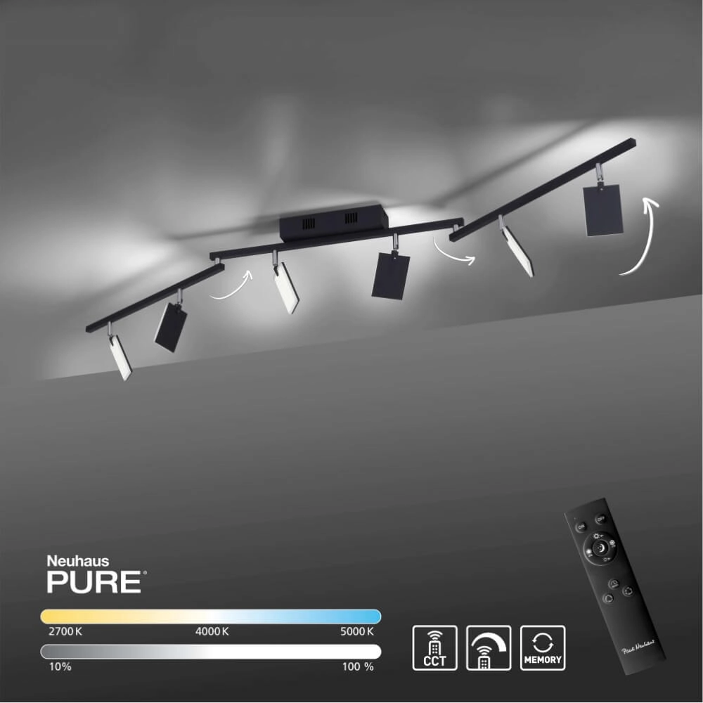 Plafonnier Pure Mira 6 lumières noir Paul Neuhaus 4012248359464