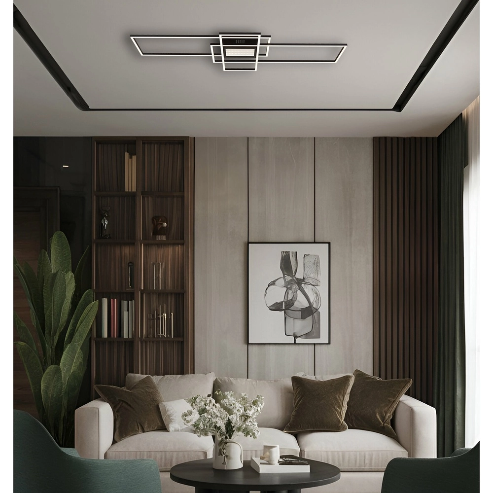Lampe de plafond moderne Saunders Rectangle noir110cm Globo 9007371481354