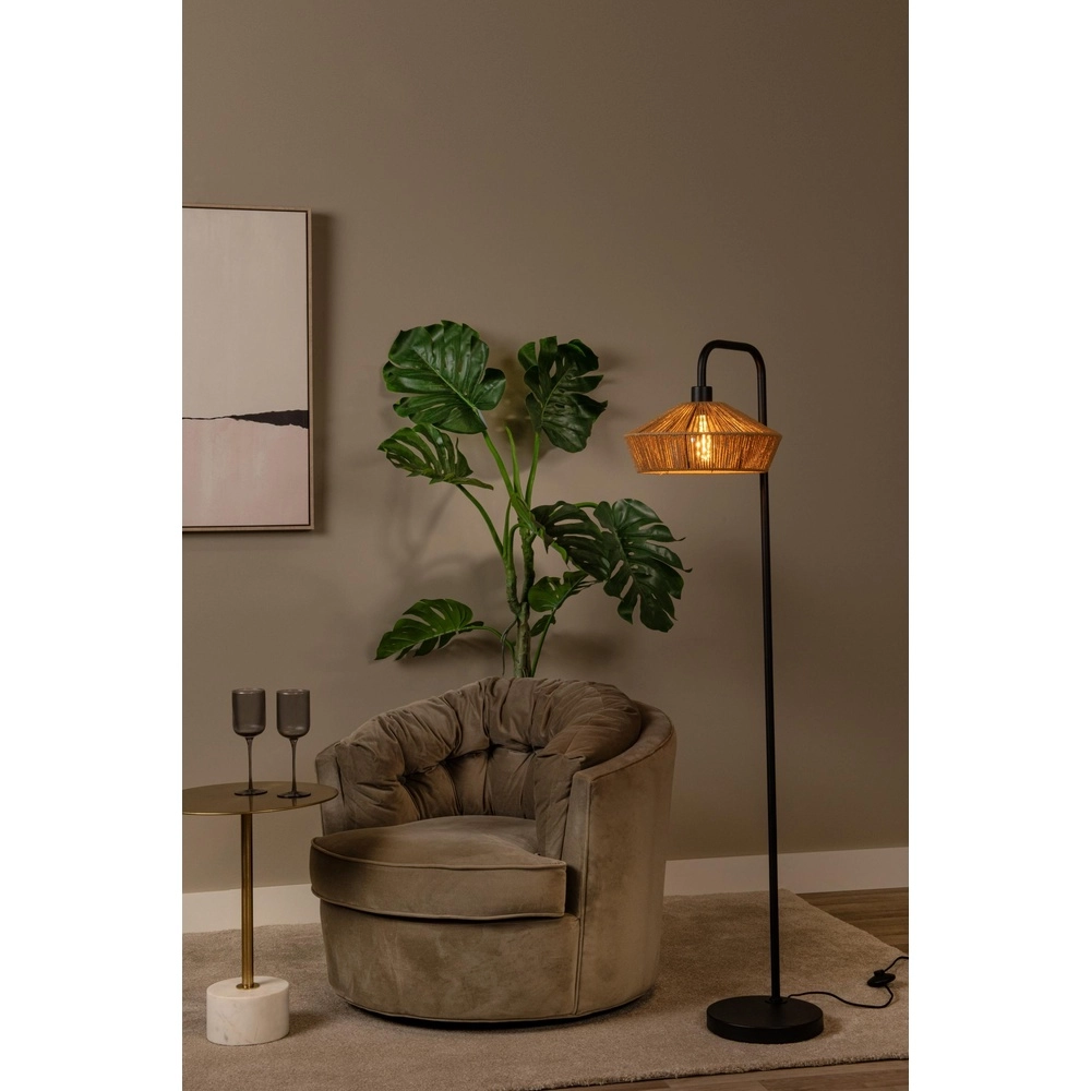 Lampe de pied Yunkai noir avec du rotin Lucide 5411212106209