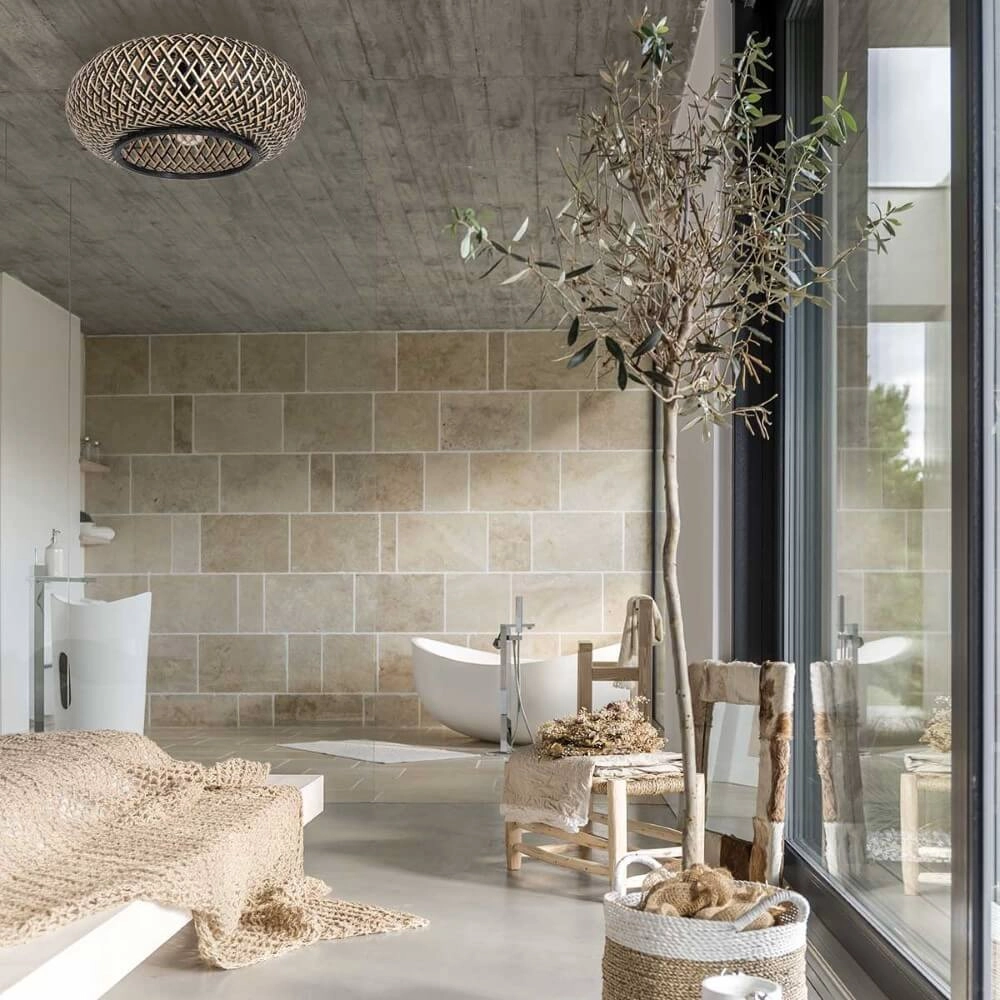 Plafonnier en bambou noir Maze Ø40cm Steinhauer 8712746147223