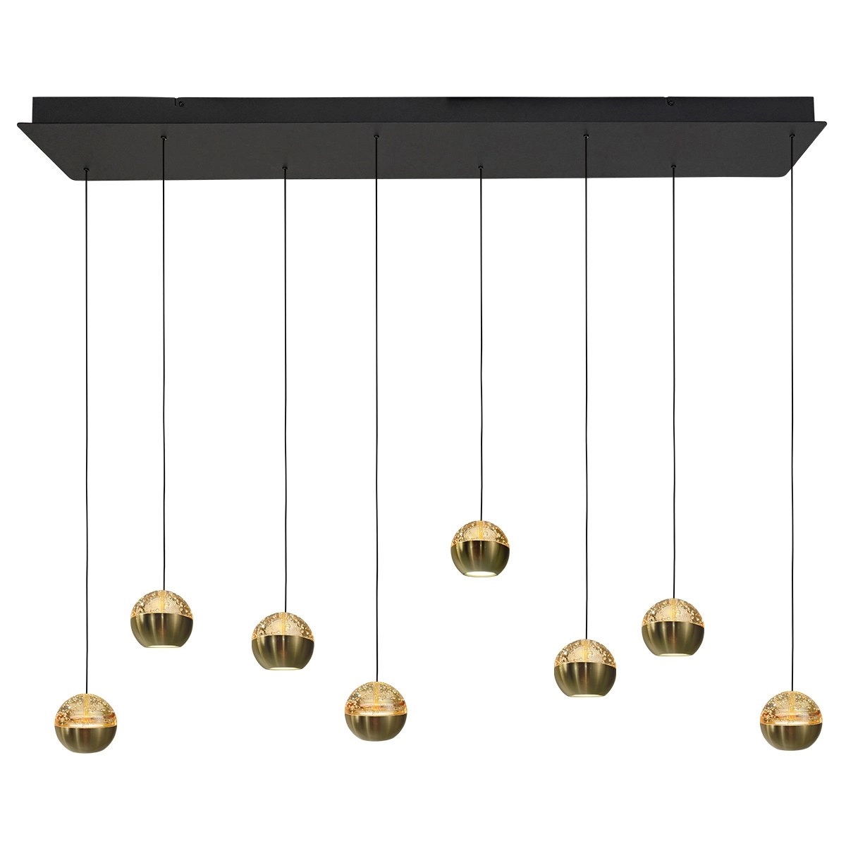 Lampe suspendue de table à manger 115 cm Belluno LED 8 lumières - laiton