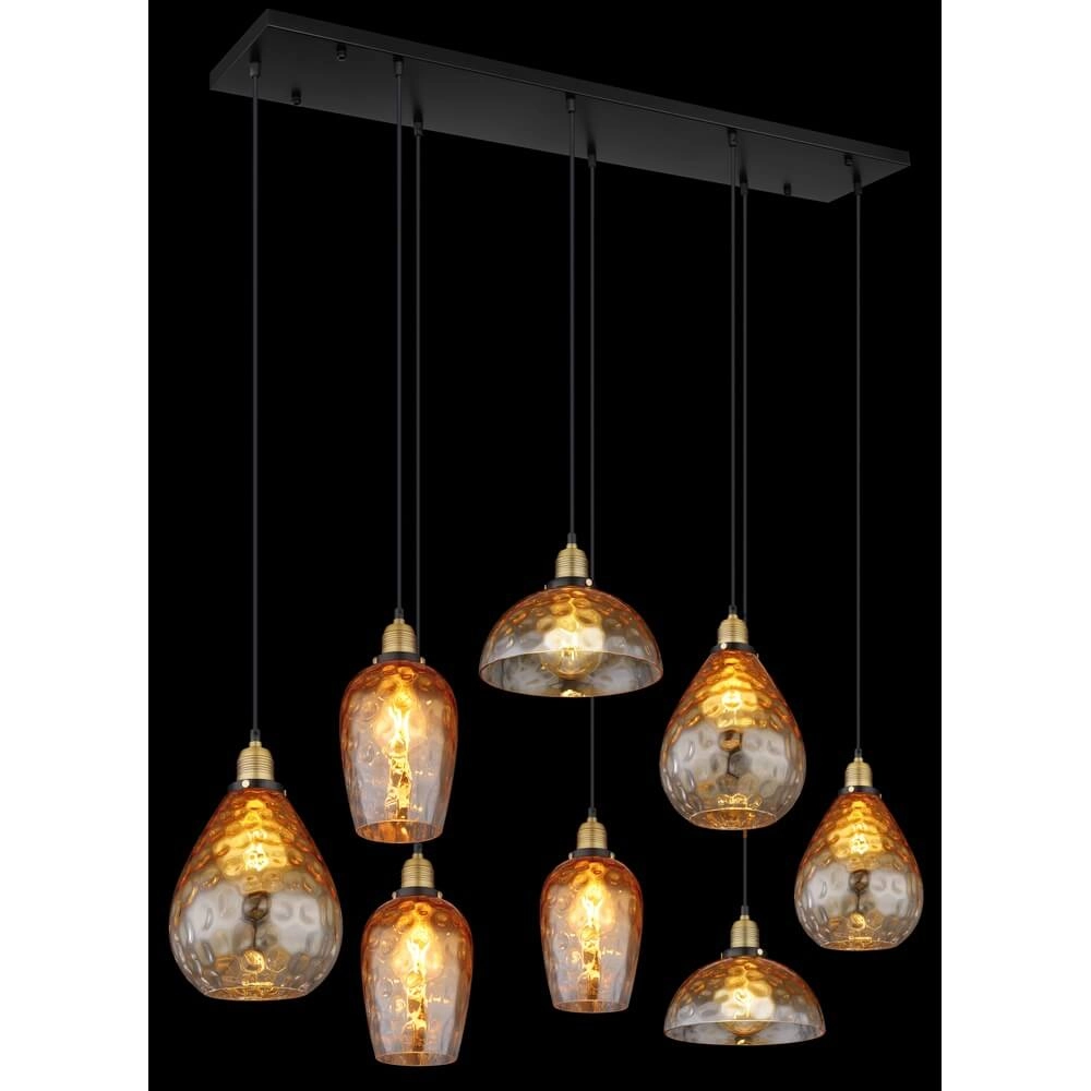 Suspension 8 lumières Salvy Nid d’abeille en verre ambré Globo 9007371448609