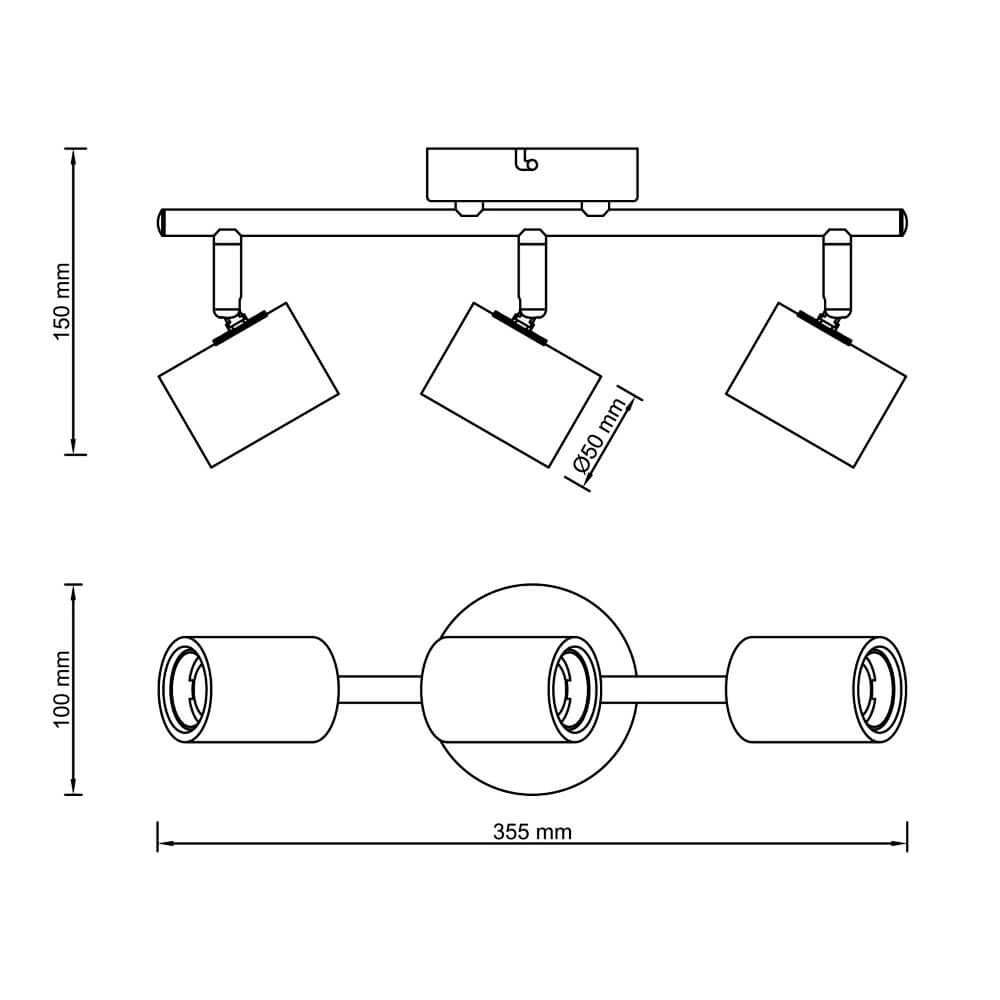 Plafonnier Kerry 3 lumières noir avec bois Brilliant 4004353409035