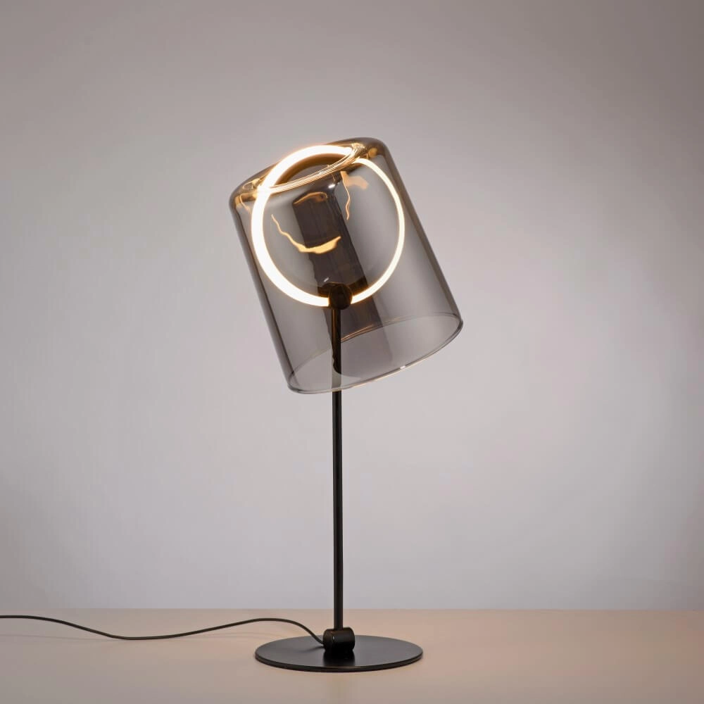 Lampe de table Zula noir avec verre fumé Paul Neuhaus 4012248385869