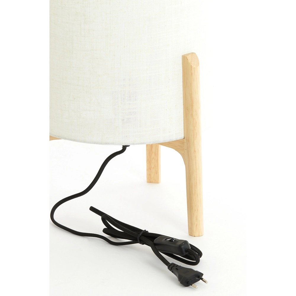 Lampe de table Litto Ø 28cm - aspect bois avec lin naturel Light & Living 8717807792701