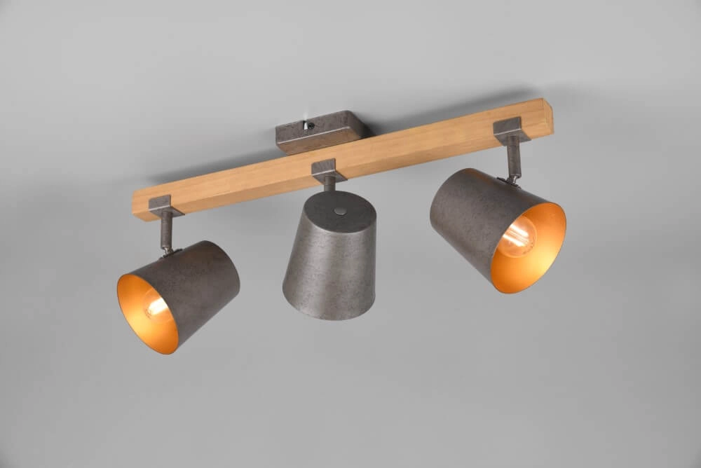 Place Bell Gris antique 3 lumières avec bois Trio 4017807502589