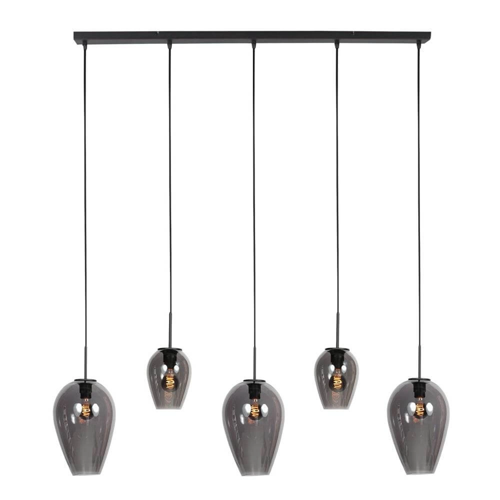 Suspension 5 lumières HaloSwap noir avec verre fumé Suspension 5 lumières HaloSwap noir avec verre fumé