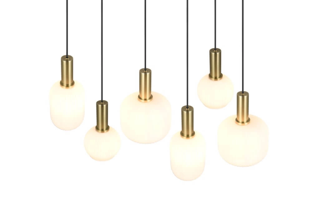 Lampe suspendue pour salle à manger Diva 6 lumières - verre blanc Trio 4017807614510