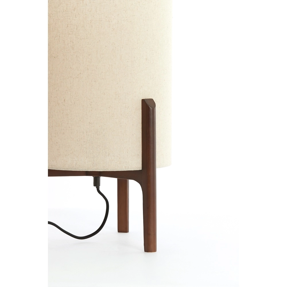 Lampe de table Litto Ø 28 cm - noyer avec lin naturel Light & Living 8717807792695