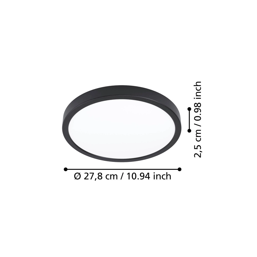 Lumière LED de plafond Fueva 6 rond - noir - Ø 27,8 cm Eglo 9008606330089