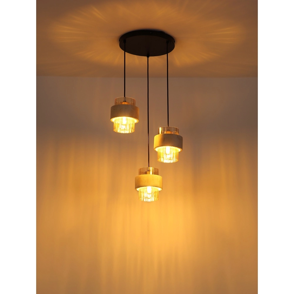 Lampe pendante à 3 lampes Daren noir avec marbre Globo 9007371589654