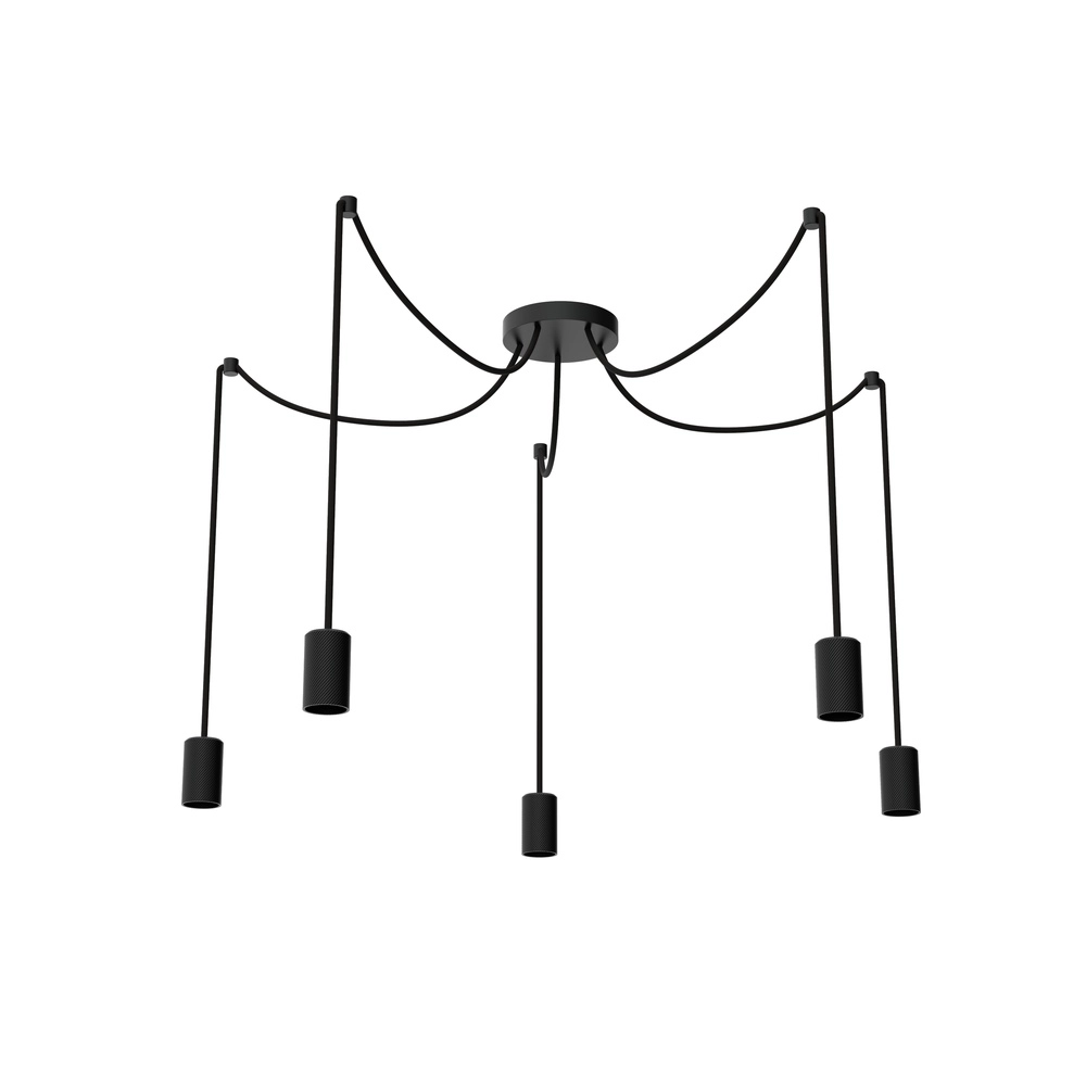 Lampe suspendue Spyder Noir à 5 lumières
