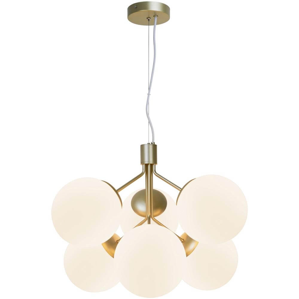 Suspension 6 lumières Ivona Or avec verre blanc Nordlux 5704924005343