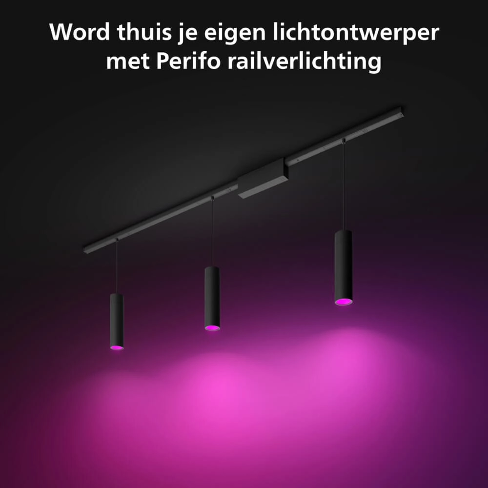 Hue Perifo - White and color set de 3 lampes suspendues noires Philips 8719514407725