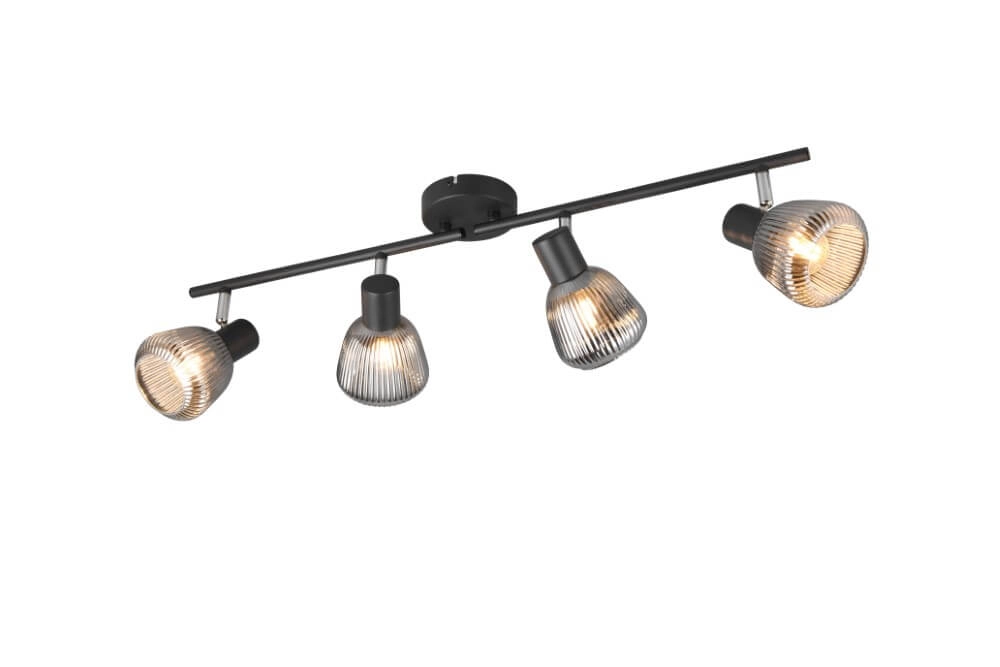 Plafonnier 4 lumières Tarifa avec verre strié Plafonnier 4 lumières Tarifa avec verre strié