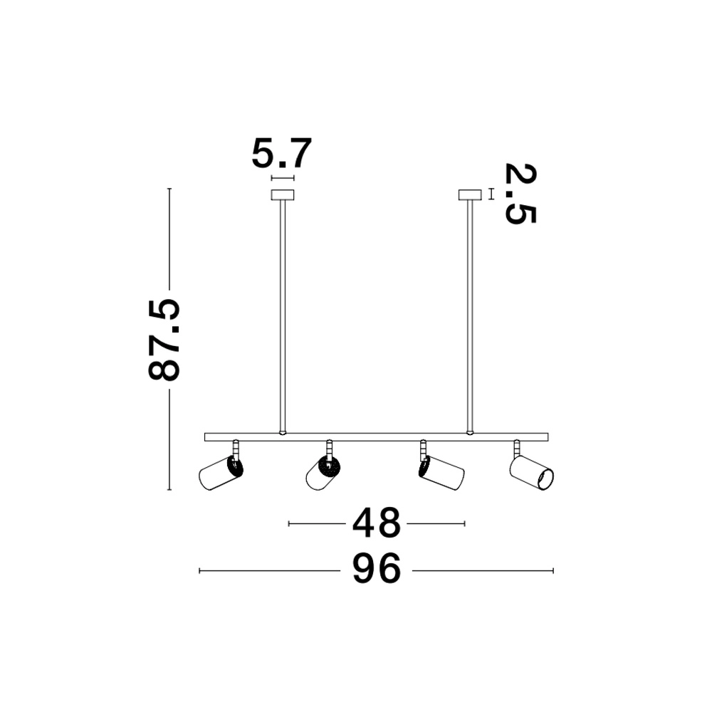 Suspension Pogno Noir à 4 lumières avec droit doré Lyora 5212017440679