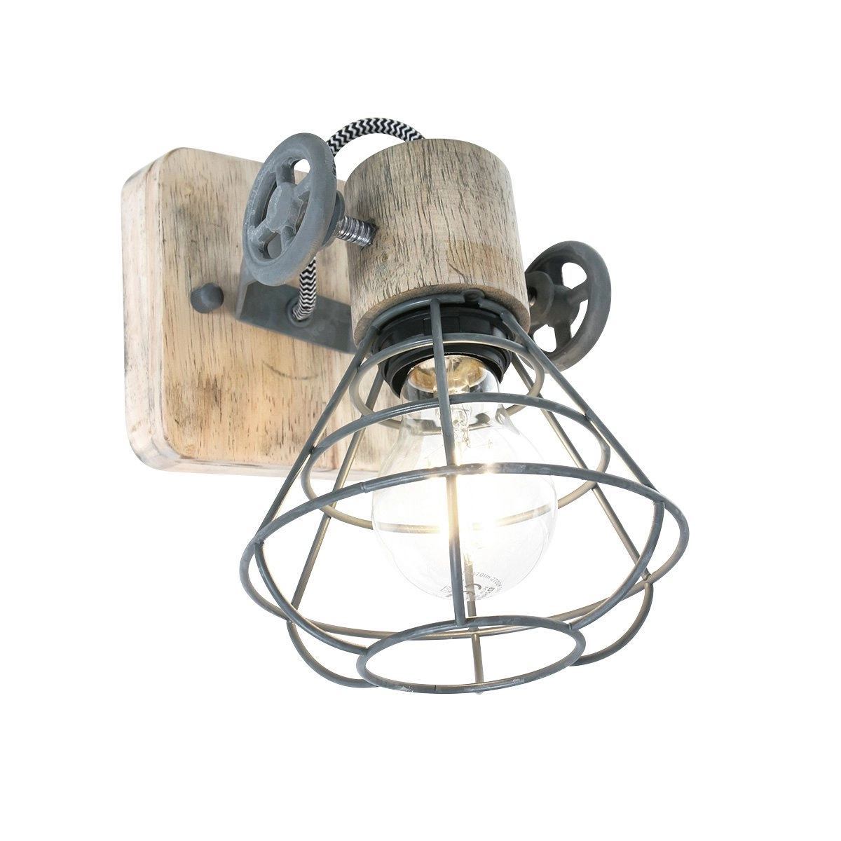 Applique murale Geurnesey gris vintage avec du bois Applique murale Geurnesey gris vintage avec du bois
