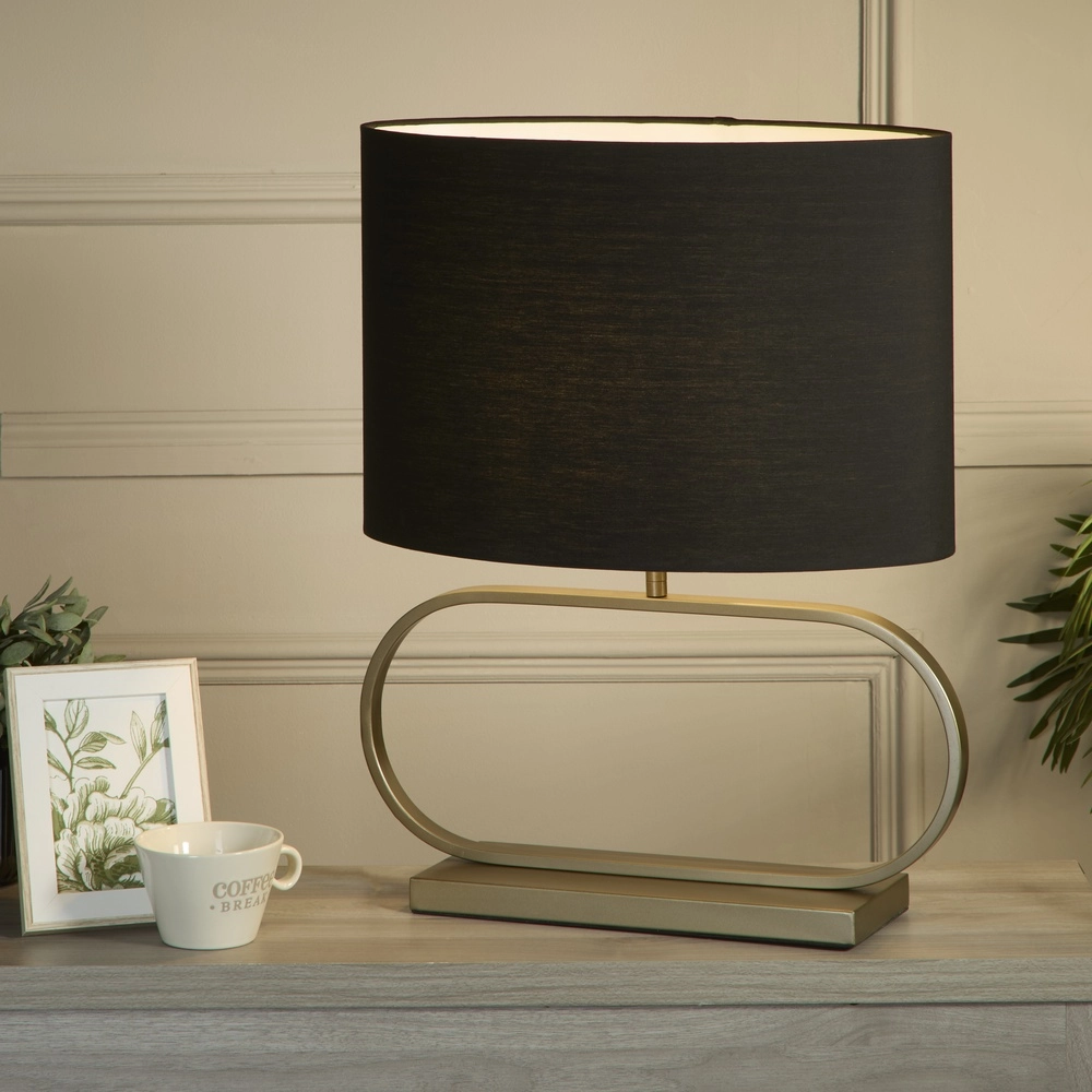 Lampe de table Sleek bronze avec capuchon noir Searchlight 5053423305431