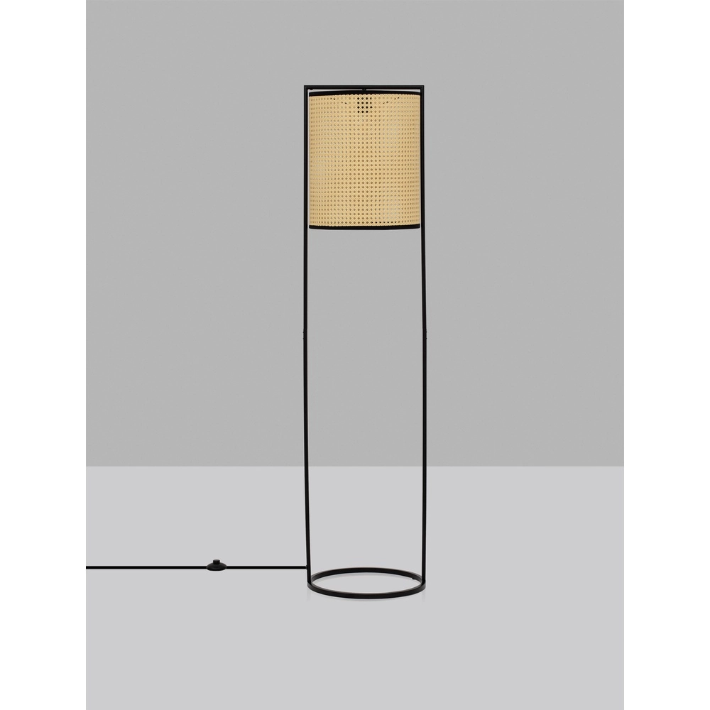Lampadaire Erto noir et rotin Lyora 5212017455840