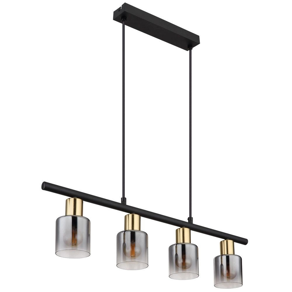 Lampe suspendue à 4 lumières Hollsy noir avec verre fumé Globo 9007371454853
