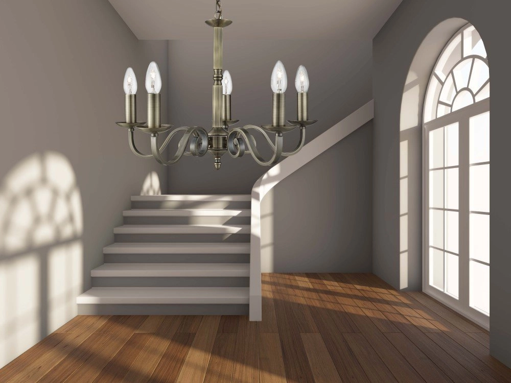 Lustre rural Richmond 5 lumières 52cm bronze antique Searchlight 5053423056449