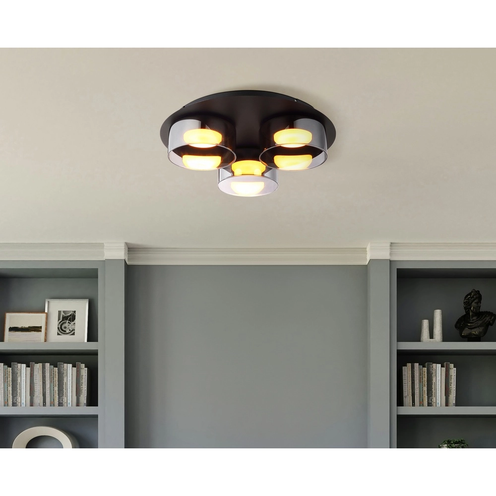 Lampe de plafond à design Higgins 3 lumières noires Globo 9007371578894