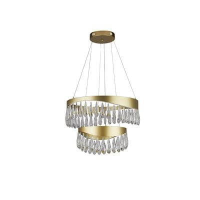 Lampe suspendue Jewel 2 anneaux en or avec cristal Searchlight 5053423185385