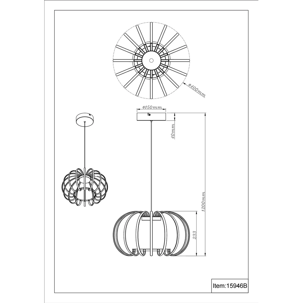 Lampe pendante noire Ribbon Conception Globo 9007371575305