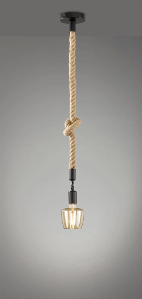 Lampe suspendue en corde Rope noir Fischer & Honsel 4003694607797