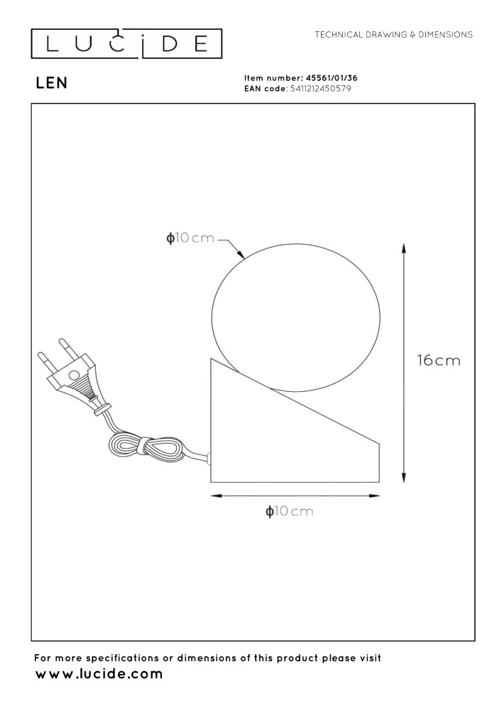 Lampe de table de conception Len gris Lucide 5411212450579