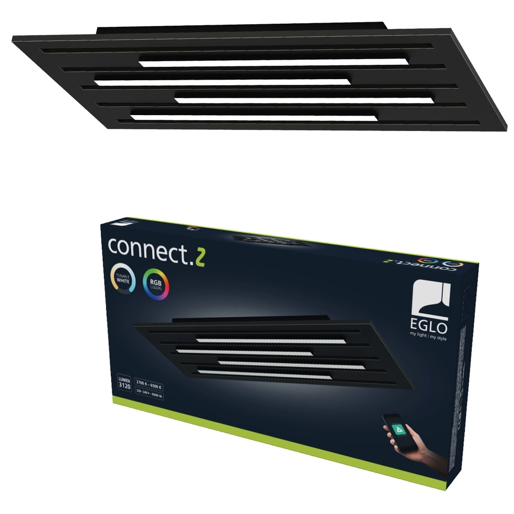 Éclairage de plafond intelligent Pitrignani-Z Rectangle 60 x 30 cm noir Eglo 9008606390540