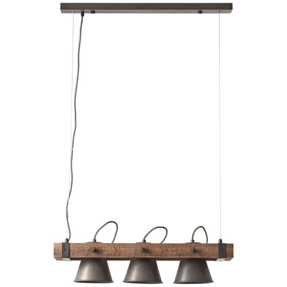 Lampe suspendue 3 lumières Decca noir avec du marron Brilliant 4004353361487