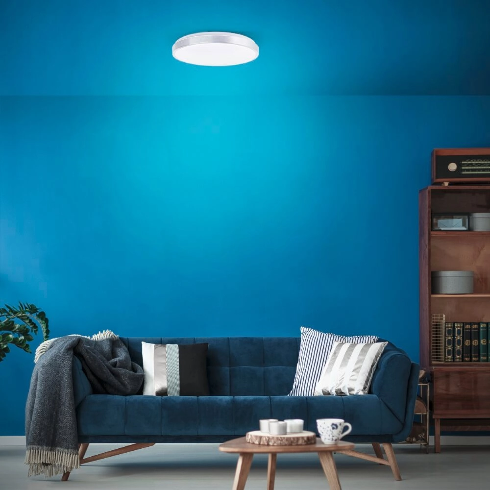 Plafonnier en nickel Livius avec blanc Ø 48,5cm Brilliant 4004353426483