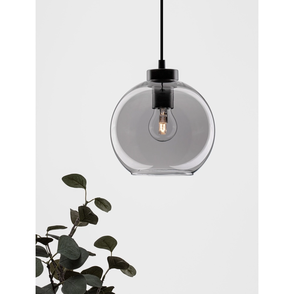 Suspension Palmer Simple noir avec verre fumé Lyora 5212017430946