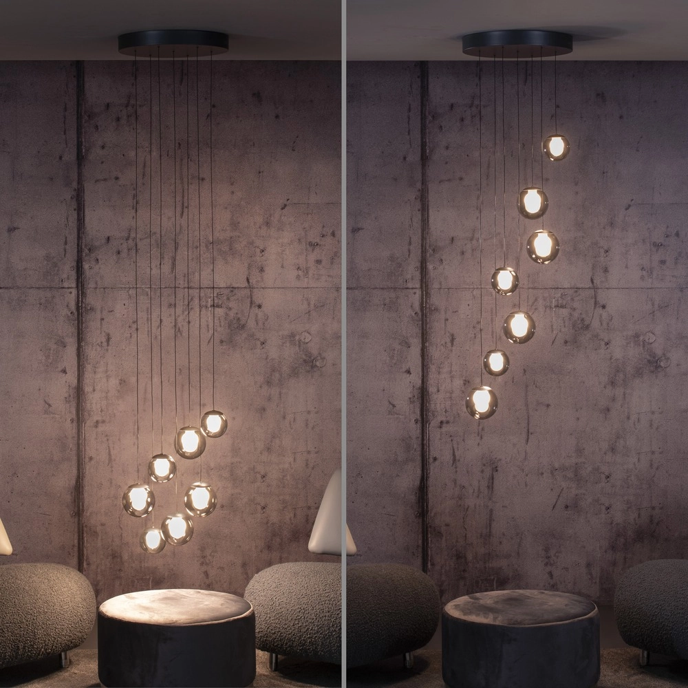 Lampe suspendue à 7 lampes Pure Popup Gris mystique Paul Neuhaus 4012248396674