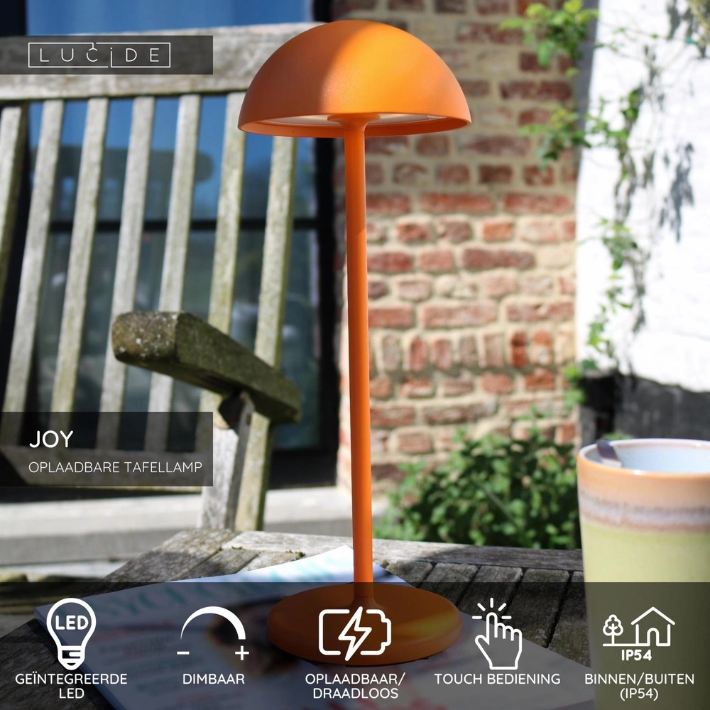 Lampe de table rechargeable Joy IP54 orange Lucide 5411212151988