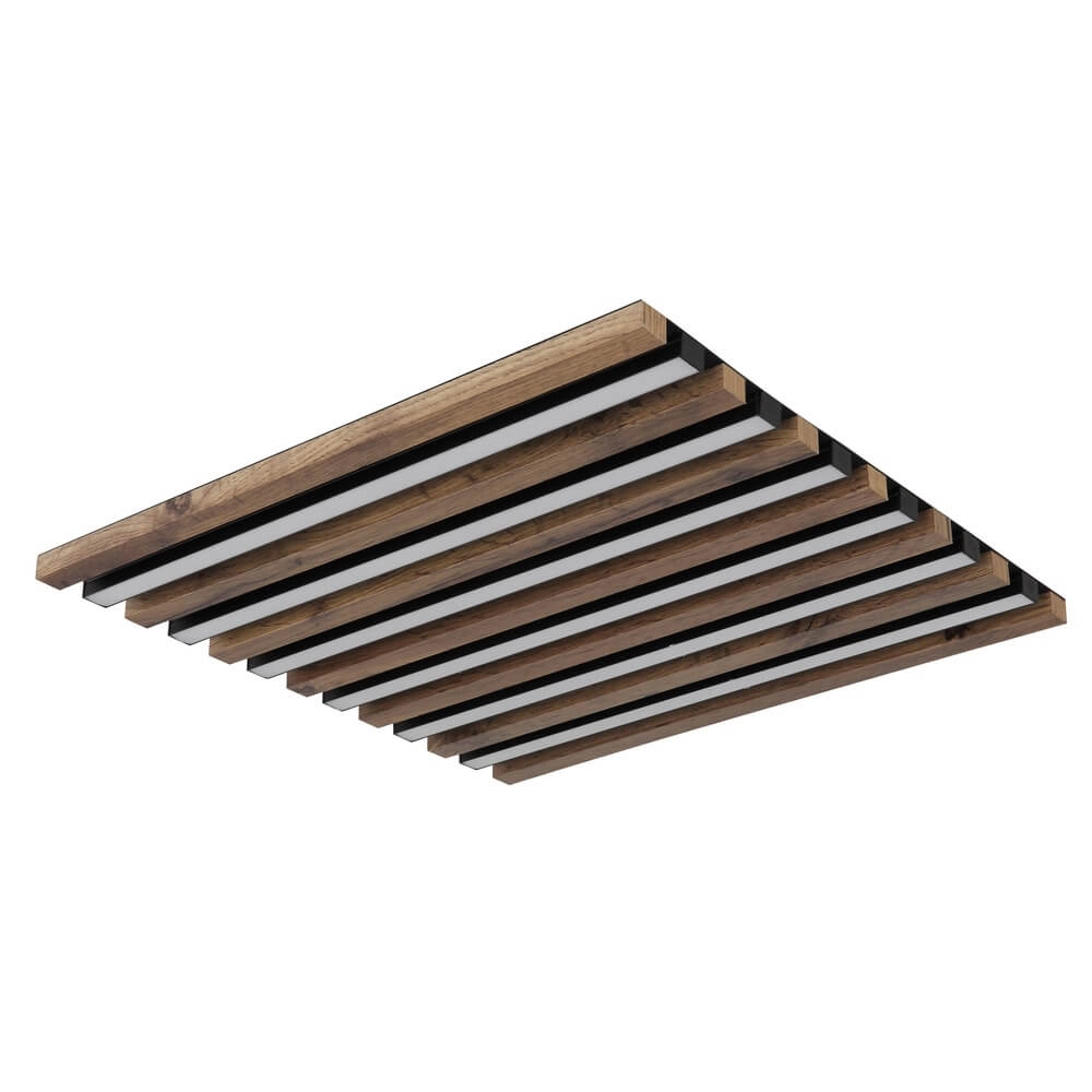 Plafonnier Hayden noir avec carré de bois 45cm Globo 9007371510641