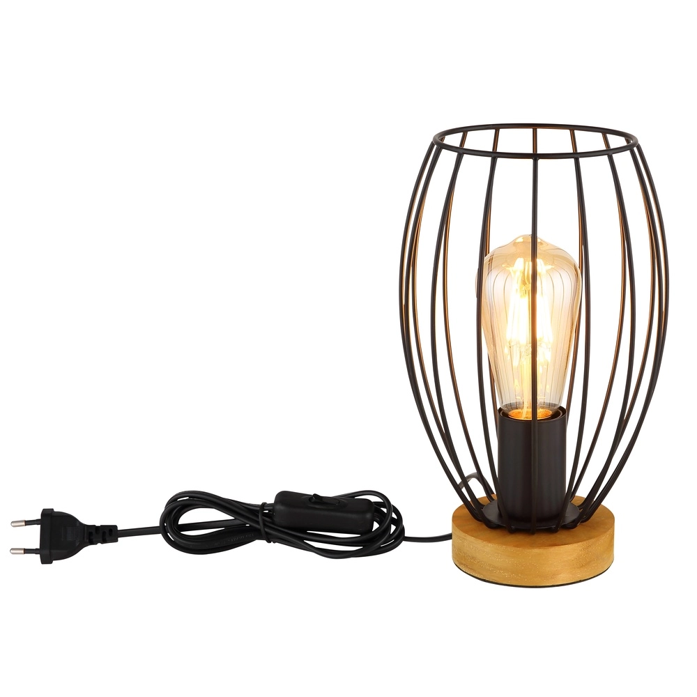 Lampe de table Berti Bois avec du noir Globo 9007371583324