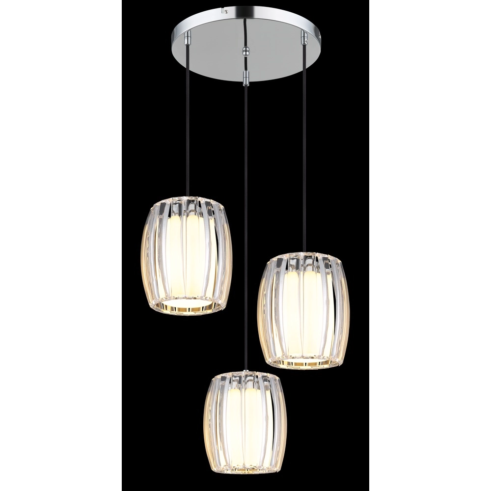 Lampe pendante à 3 lampes Maribel Projectile chromée Globo 9007371580101