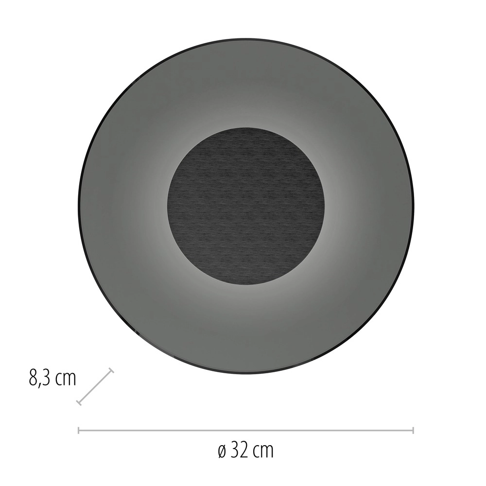 Lampe murale Pure Moon Ø 32cm - platine avec verre fumé Paul Neuhaus 4012248386354