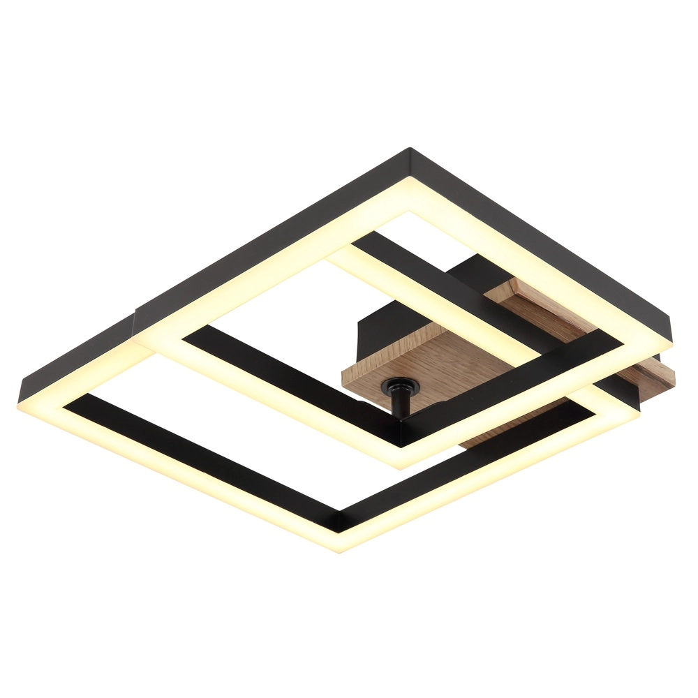 Lampe de plafond Bard noir avec bois Globo 9007371455188