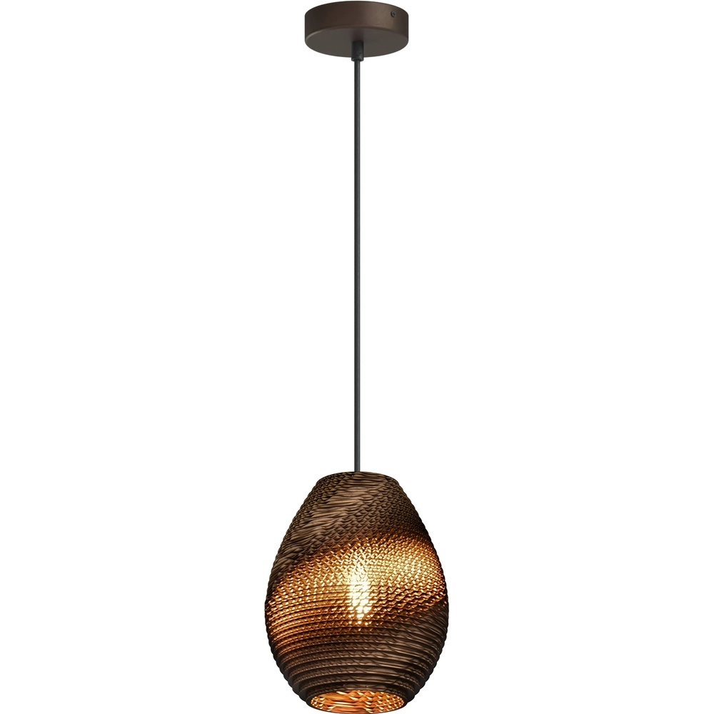 Lampe suspendue à une seule lumière Carta Pineapple Cacao papier Ø 19 cm