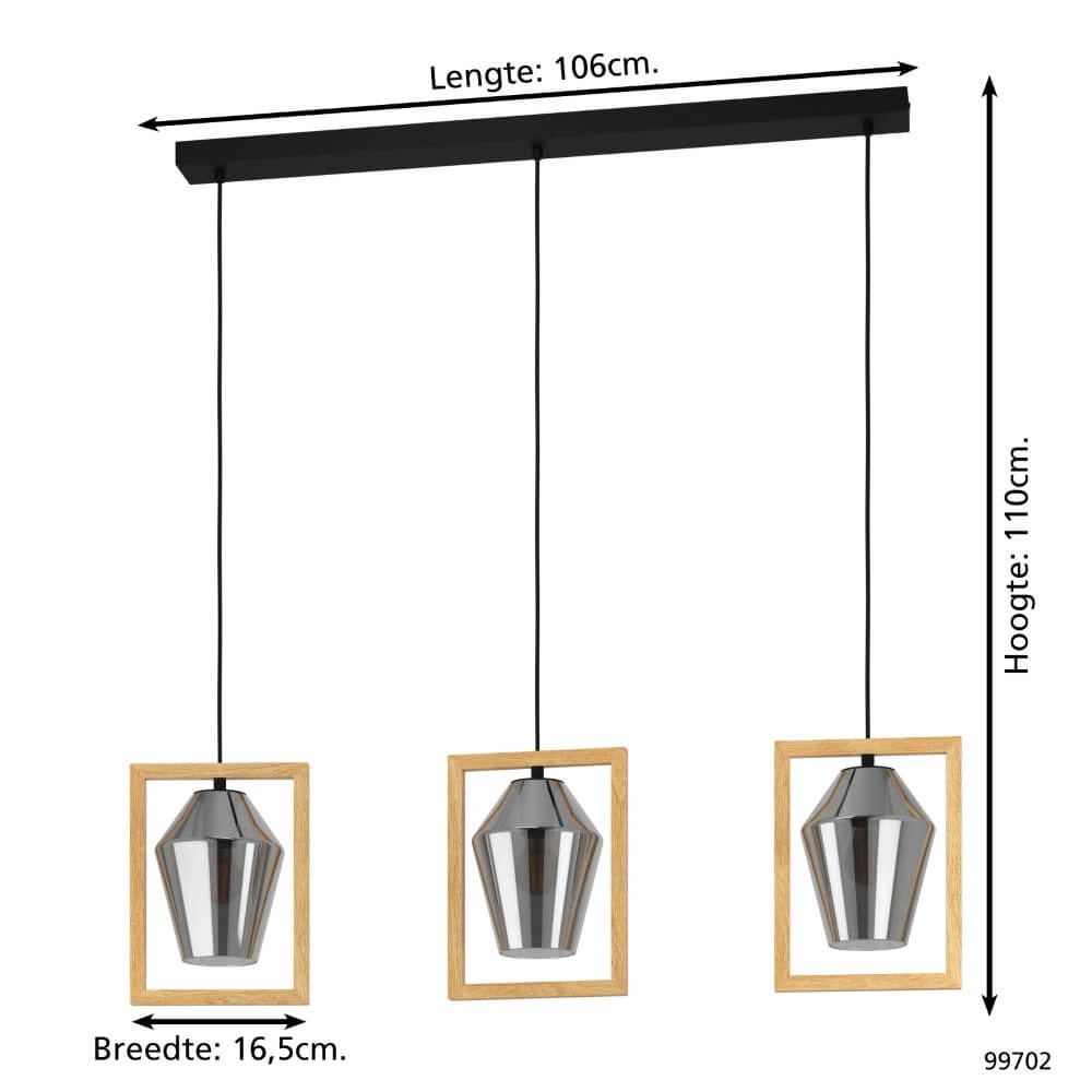 Lampe suspendue en bois Viglioni table à dinner Eglo 9002759997021