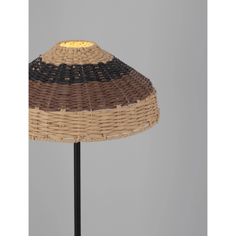 Lampadaire Caro noir et rotin Lyora 5212017453013
