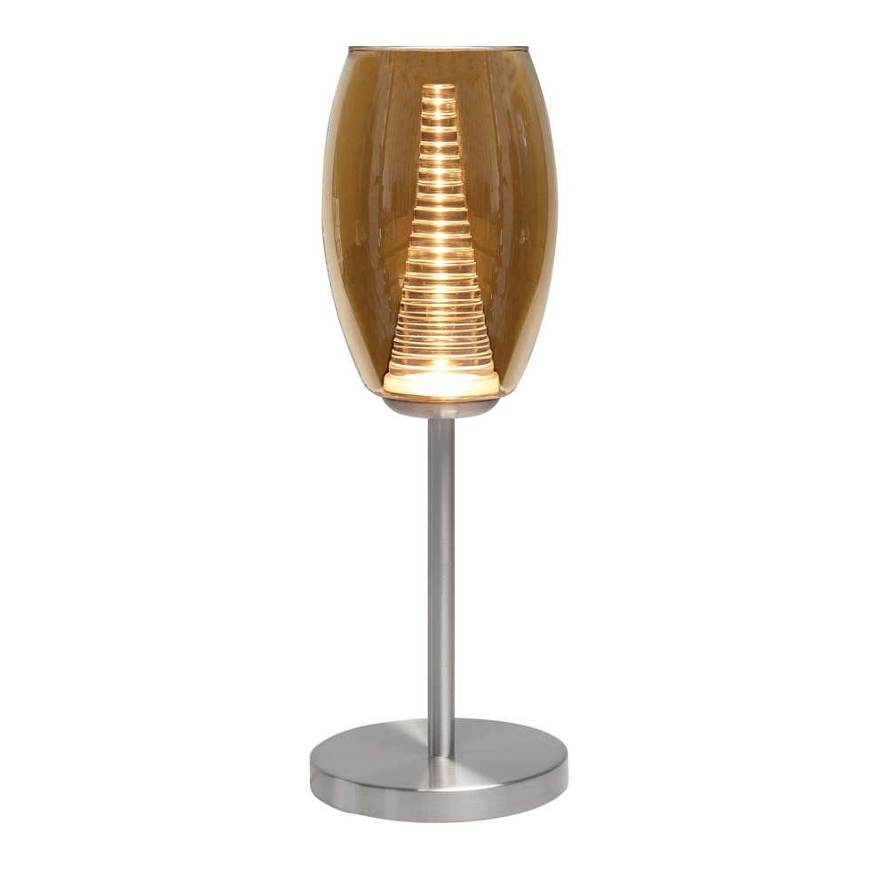 Lampe de table Nebula nickel avec verre ambré Lampe de table Nebula nickel avec verre ambré