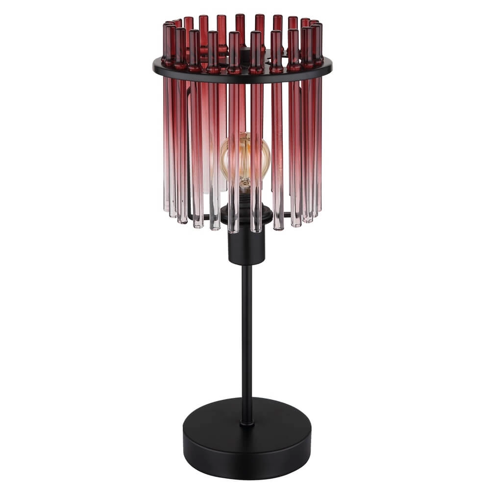Lampe de table noire Gorley avec verre rouge Ø 15cm Globo 9007371471959