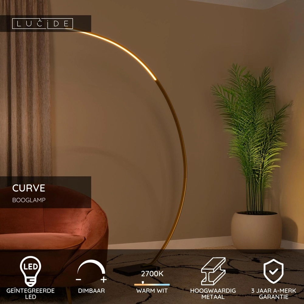 Lampe à arc de conception Curve Or Lucide 5411212441720
