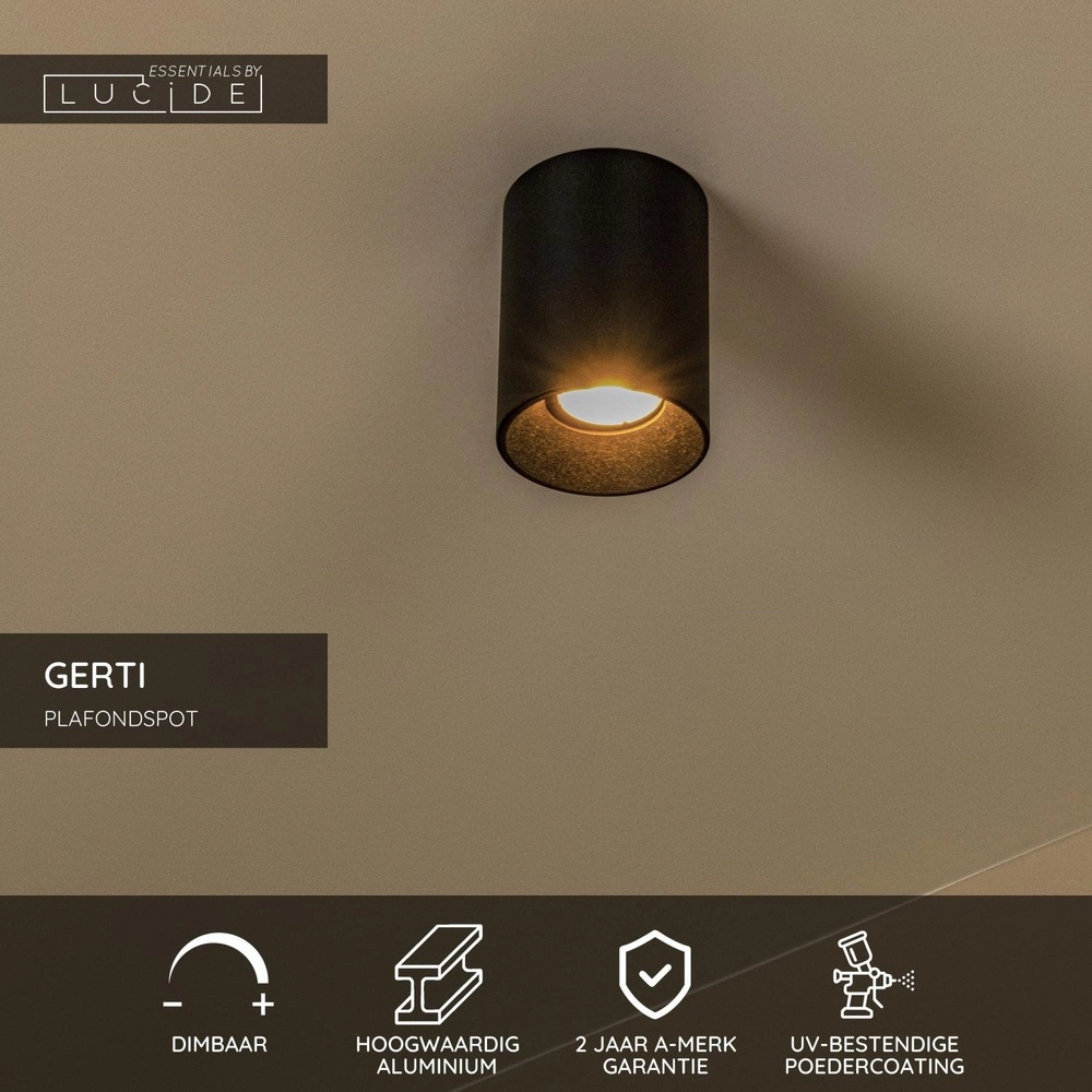 Emplacement monté en surface Gerti Noir Lucide 5411212094315